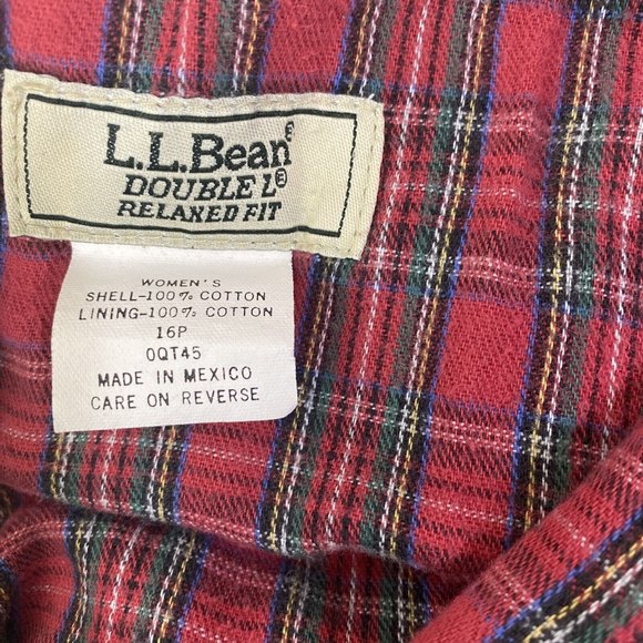 LL Bean Blue Jeans Vintage Flannel Lined Plaid Relaxed Pants Womens 16P - Picture 11 of 11